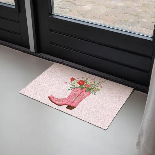 Cowboylaarzen - Roze - Boeket - Bloemen Deurmat klein -sfeer2