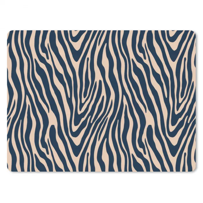 Zebra - Patroon - Blauw - Beige muismat rubber klein 262 -3d