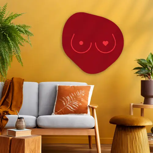 Minimalistisch - Lijnillustratie - Rood Wandcirkel Organisch Aluminium middel -sfeer4