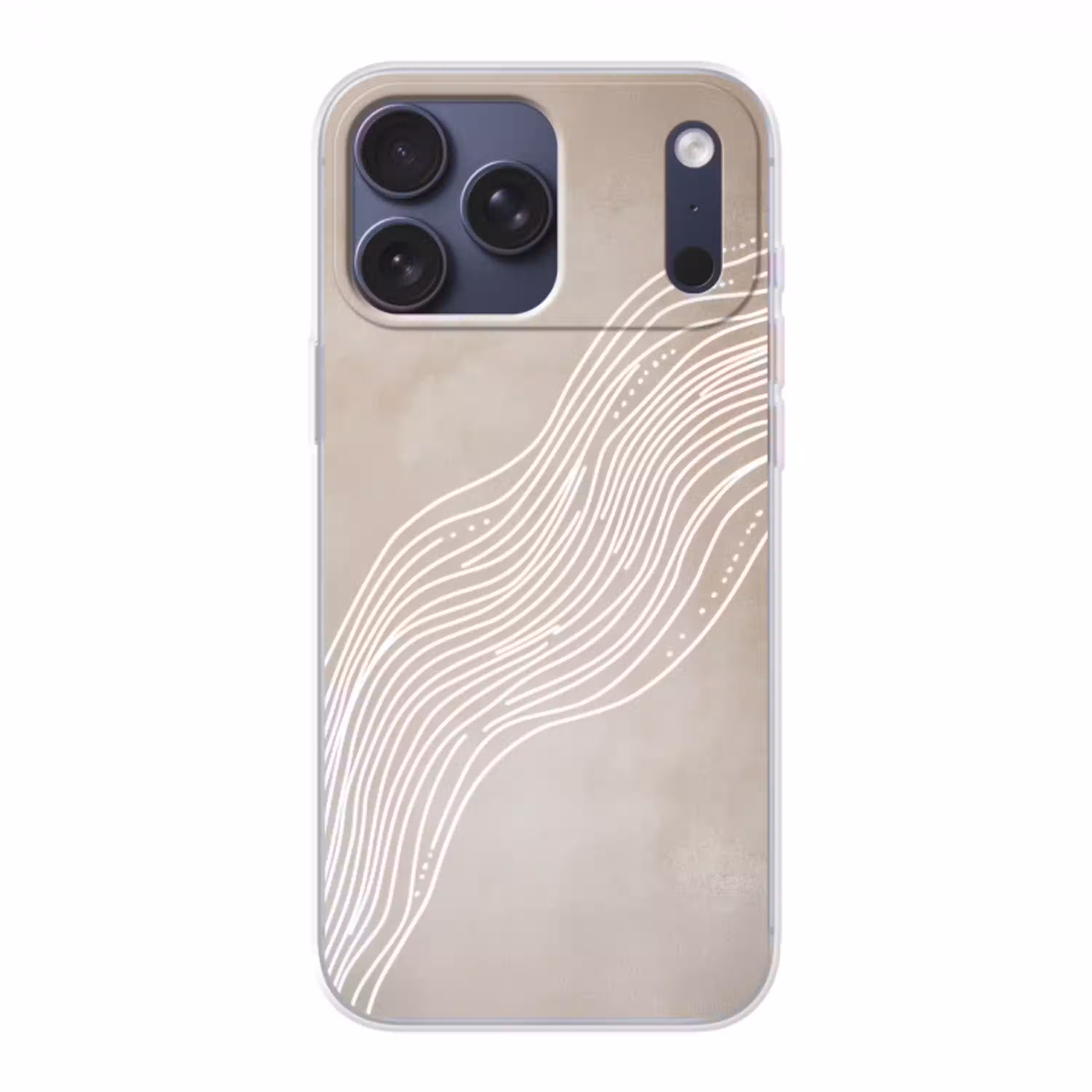 Golvende lijnen - Vloeiend - Zandkleurig Telefoonhoesje iPhone 17 Pro Max klein -3d