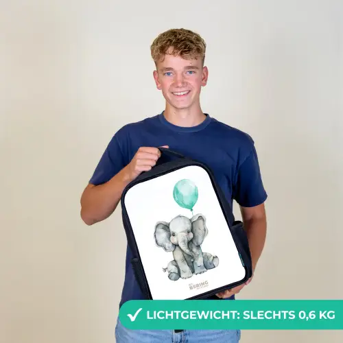 Olifant met blauwe ballon Rugzak - Zwart middel -sfeer7_NL