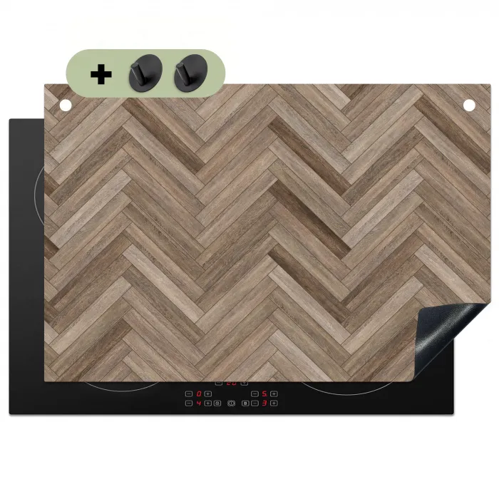 Patronen - Hout - Bruin Inductie beschemer met haakjes klein 777 -3d