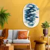 Vissen - Minimalistisch - Blauw Wandcirkel Ovaal Glas middel -sfeer4
