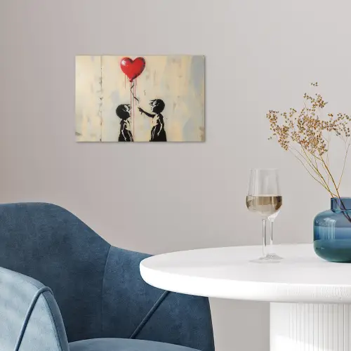 Street art - Banksy - Ballon - Graffiti - Retro poster papier klein -sfeer3
