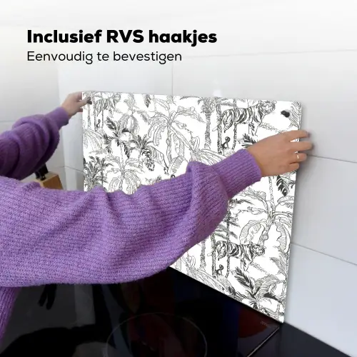 Tijger - Oerwoud - Grijs Inductie beschemer met haakjes klein 777 -ky-ophangen-nl