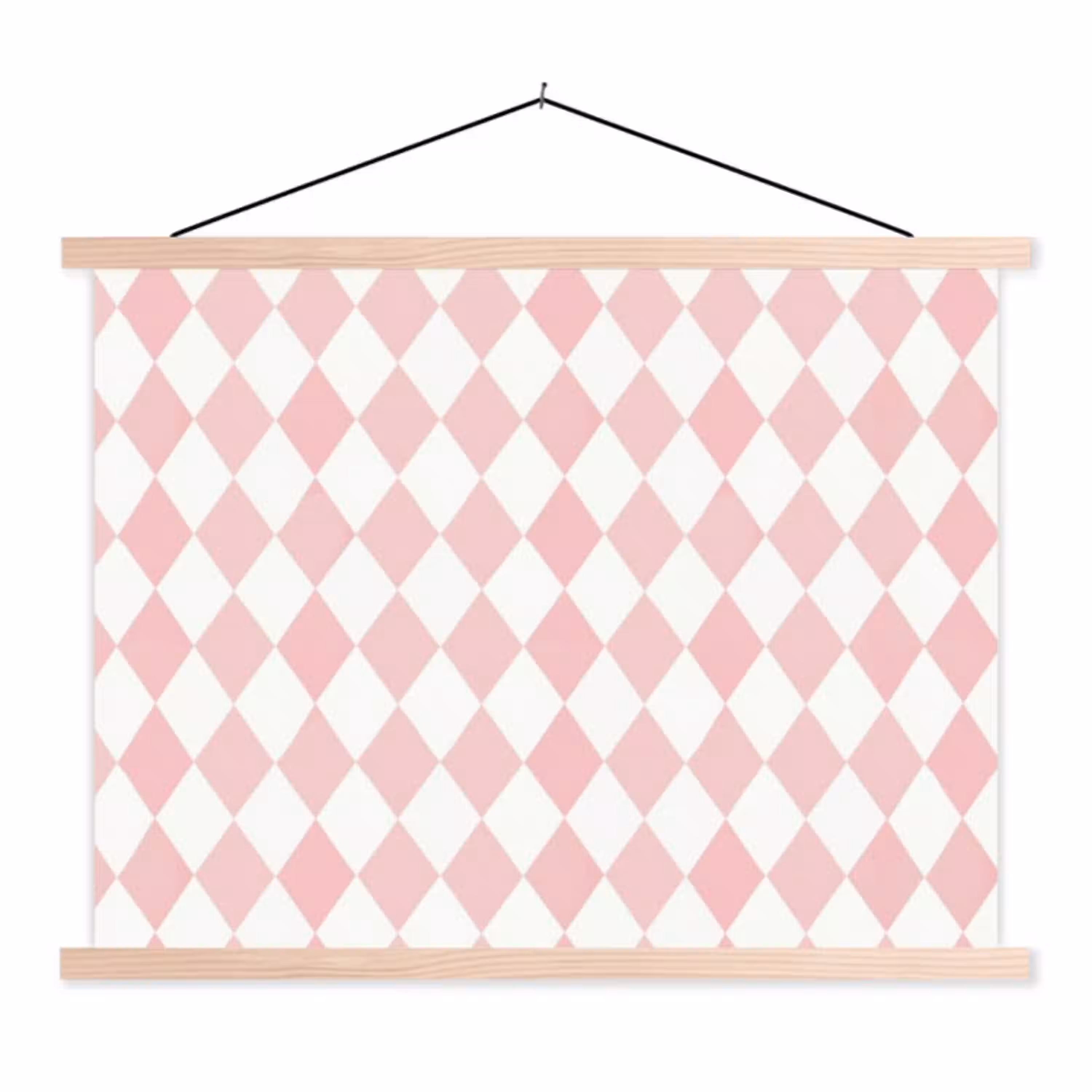 Lichtroze - Ruiten - Geometrisch - Patroon textielposter latten blank klein 122 -3d