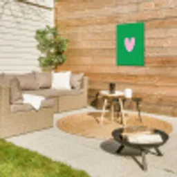 Groen - Hart - Minimalistisch - Valentijn Tuinposter op houten frame 2 cm dik klein -sfeer2