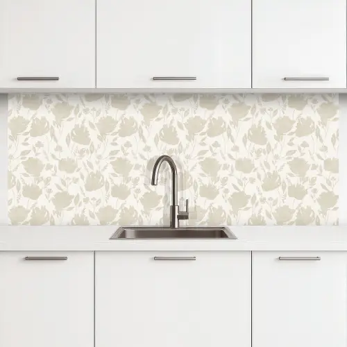 Bloemenpatroon - Silhouet - Wit keuken achterwand 2 middel 871 -3d