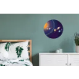 Planetenstelsel - Ruimte - Illustratie Wandcirkel aluminium klein -slaapkamer