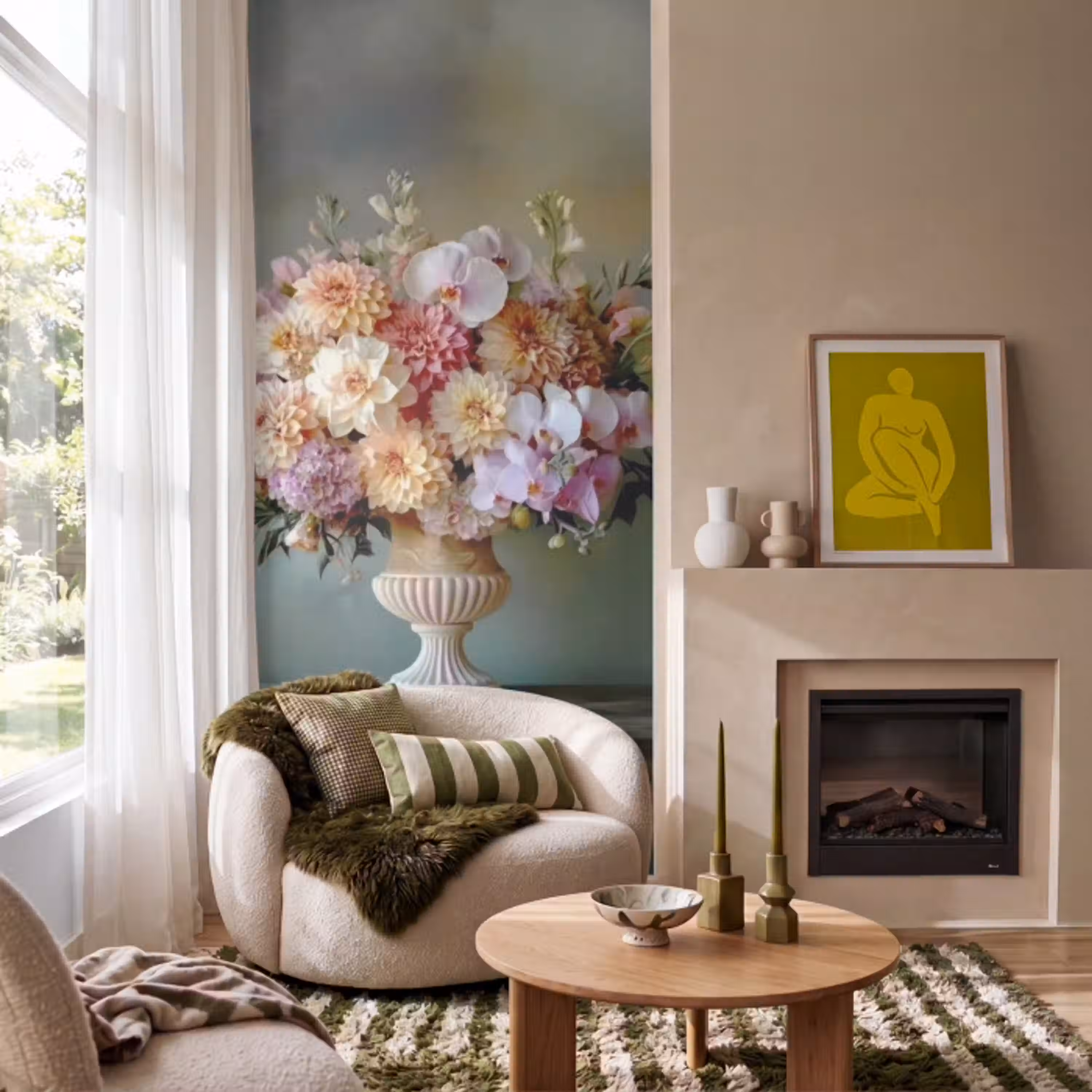 Orchidee - Boeket - Vaas - Bloemen Behang Vlies klein -sfeer2