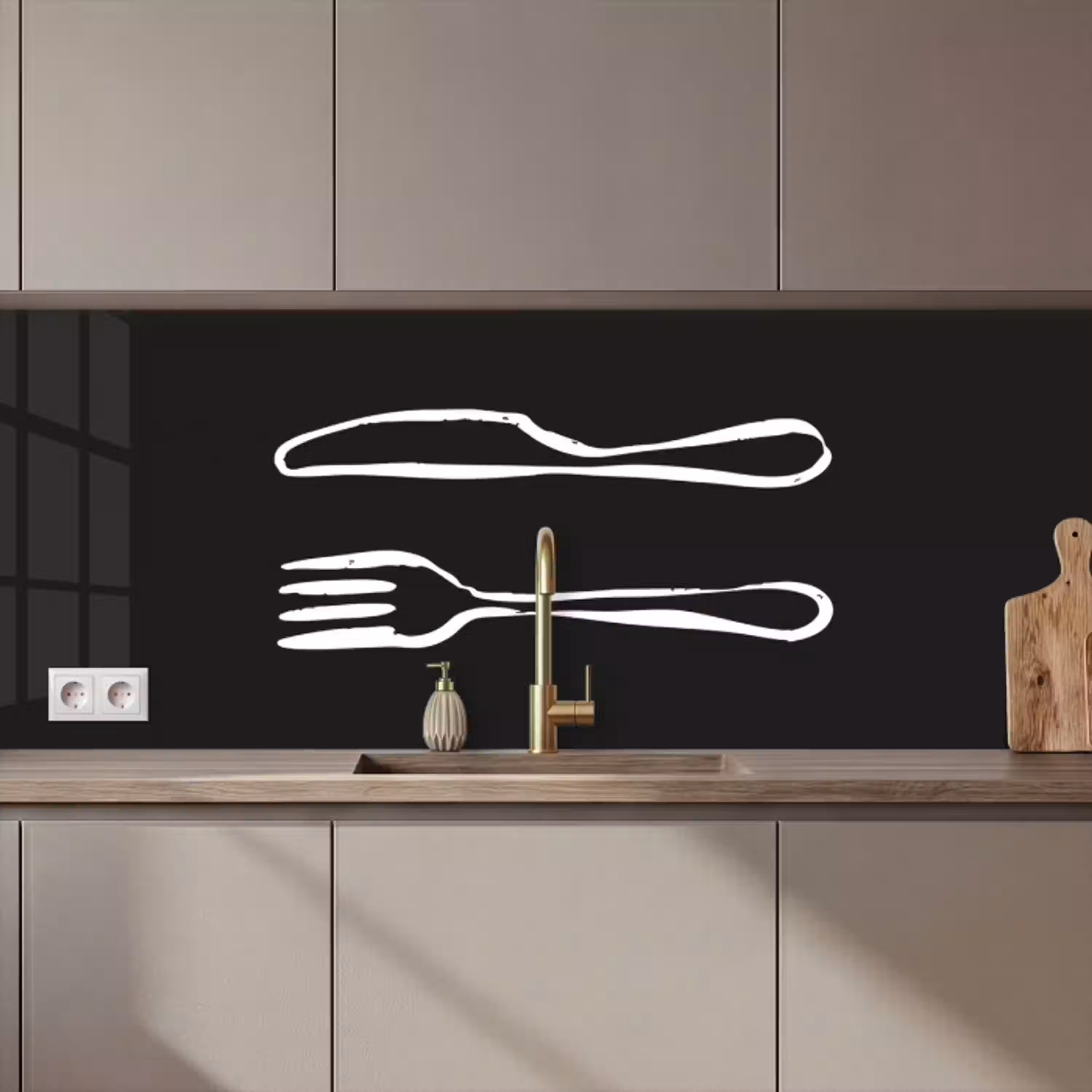 Bestek - Liggend - Zwart - Wit keuken achterwand 2 middel zz_3dshopping