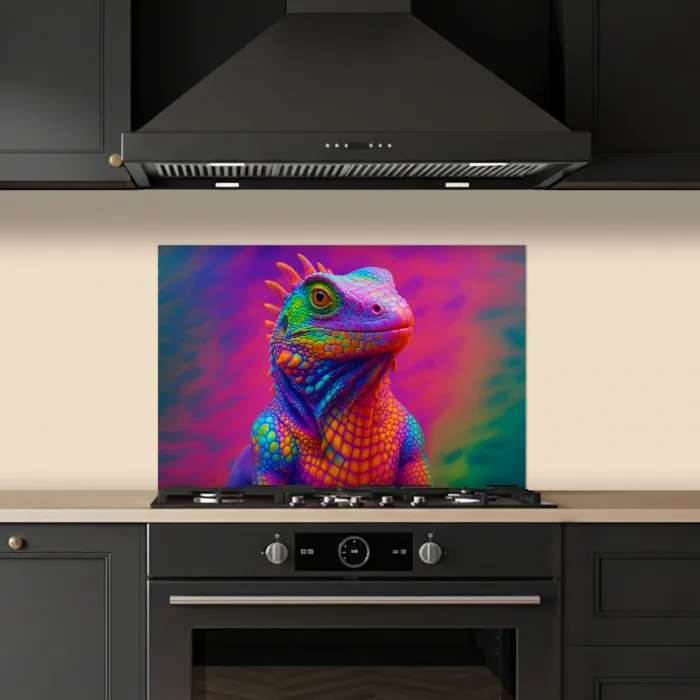 Kameleon - Dieren - Neon - Kleur keuken achterwand spatscherm klein -sfeer1