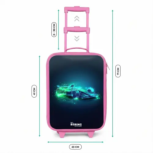 Neon racewagen in digitale stijl Kinderkoffer - Roze klein -productfoto_formaten