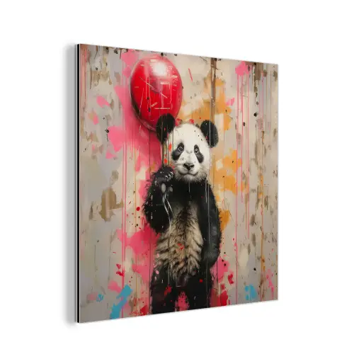 Graffiti - Panda - Ballon - Street art - Banksy aluminium wit klein -3d