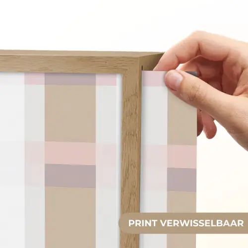 Ruitpatroon - Aardetinten - Minimalistisch Light Box met batterij (Wandlamp) middel 907 -USP_websiteprintNL