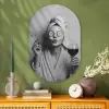 Vrouw - Masker - Wijn - Sigaret Wandcirkel Ovaal Glas middel -sfeer2