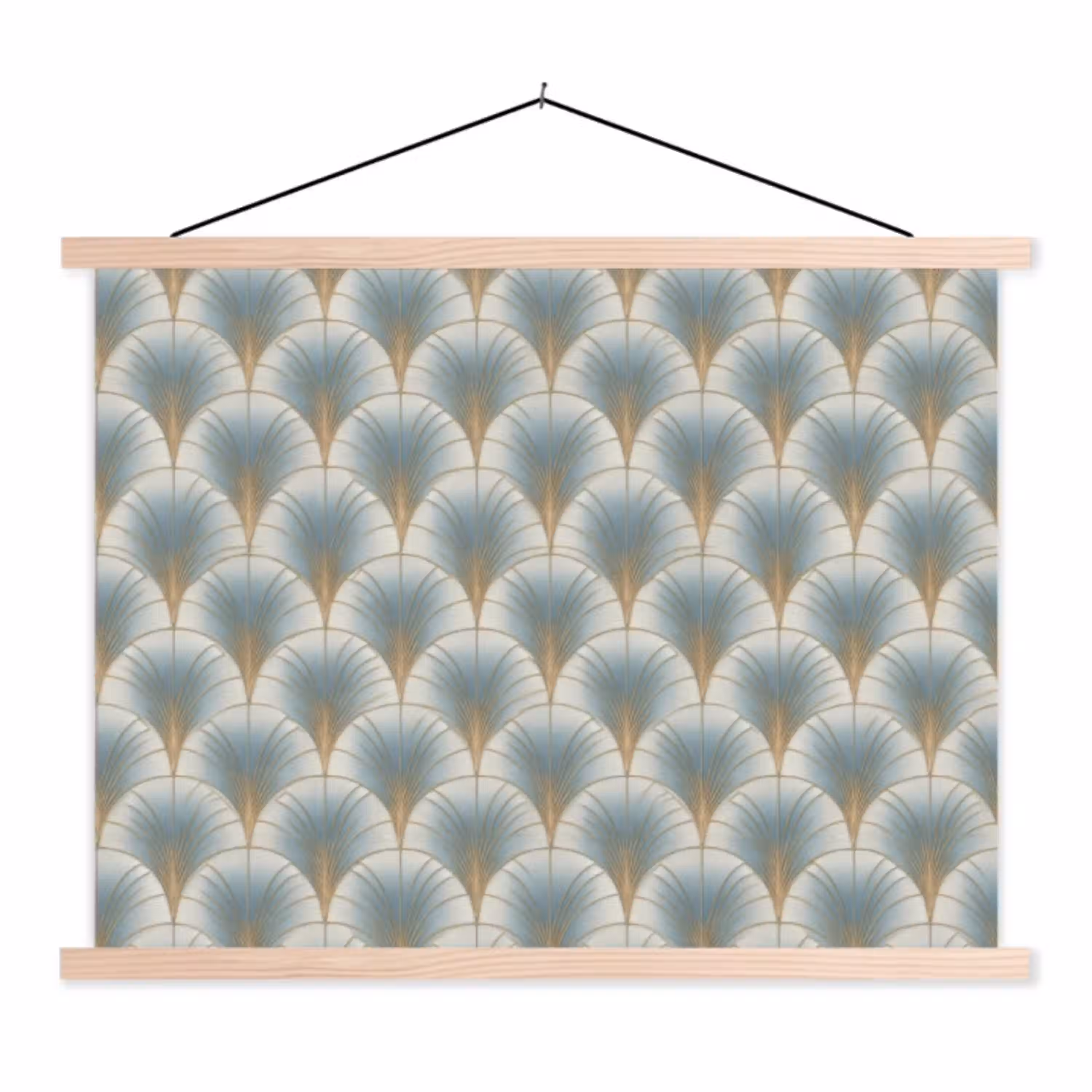 Waaier - Klassiek - Blauw textielposter latten blank klein 122 -3d