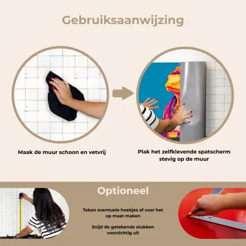 Bloemenkrans - Hagedis - Kimono - Paars keuken achterwand spatscherm klein -gebruiksaanwijzing_NL