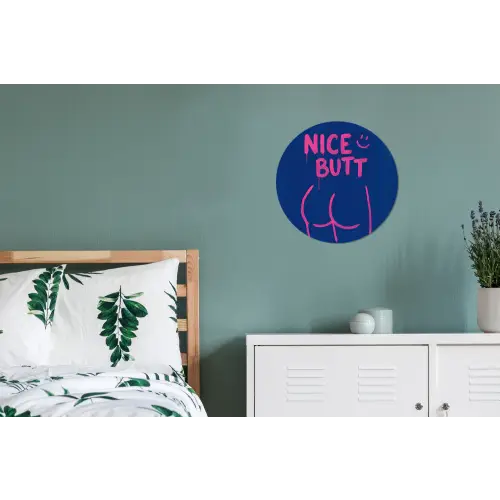 Brutaal - Grappig - Blauw Wandcirkel aluminium klein -slaapkamer
