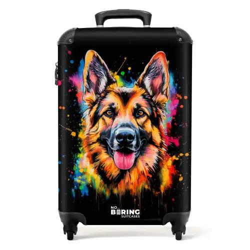 Duitse Herdershond met graffiti NBS - Handbagage koffer - Kinderen Unisex middel -productfoto_recht