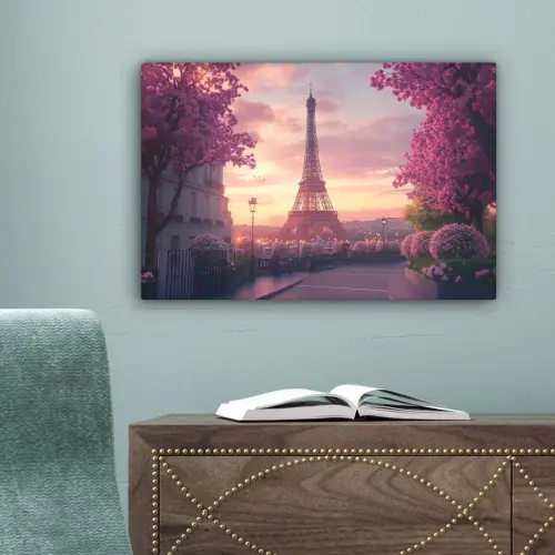 Eiffeltoren - Parijs - Roze canvas 2cm klein -sfeer4