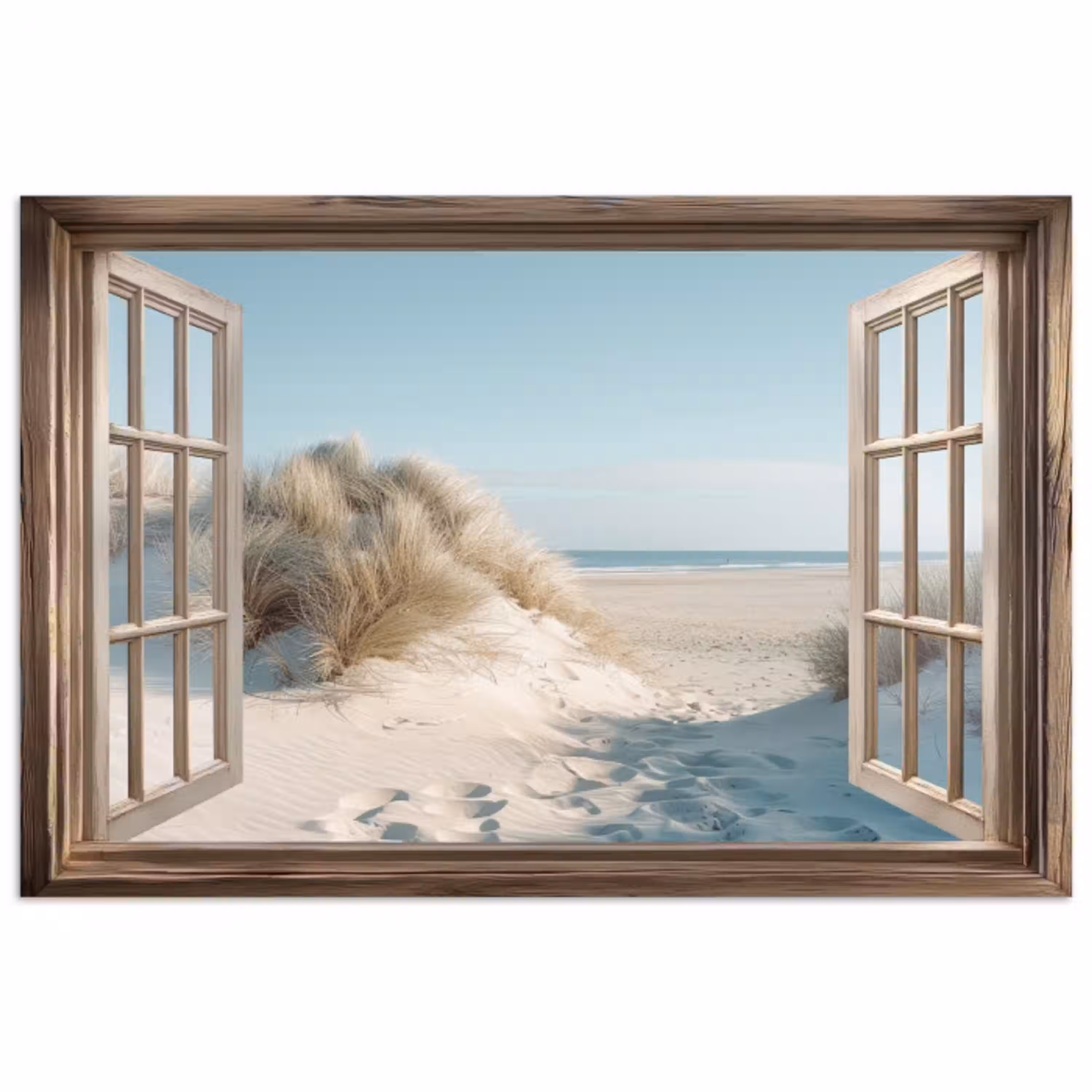 Doorkijk - Helmgras - Duinen - Zee - Landschap poster papier klein -3d