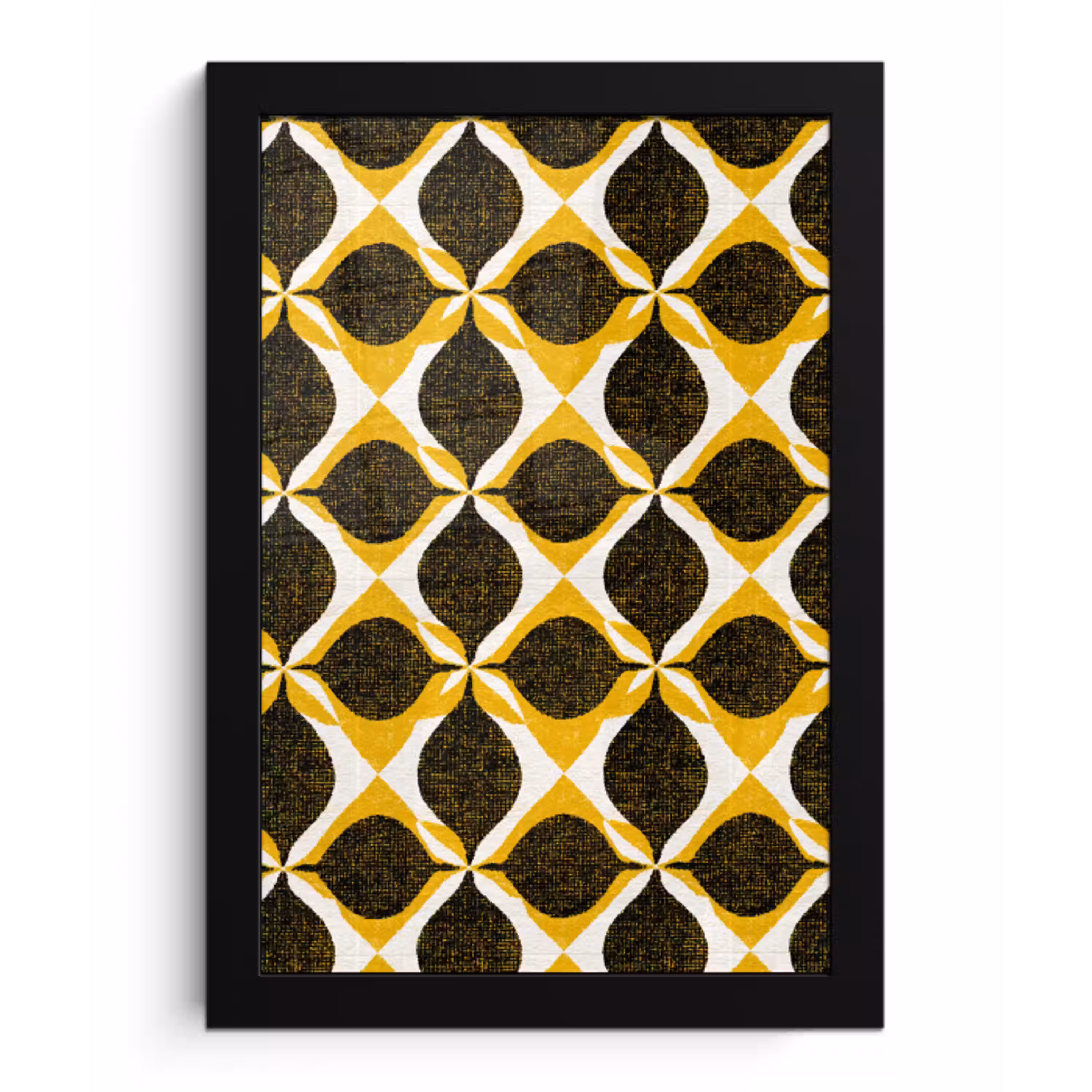 Geel - Zwart - Geometrisch - Retro - Textuur fotolijst zwart zonder passe partout klein 224 -3d
