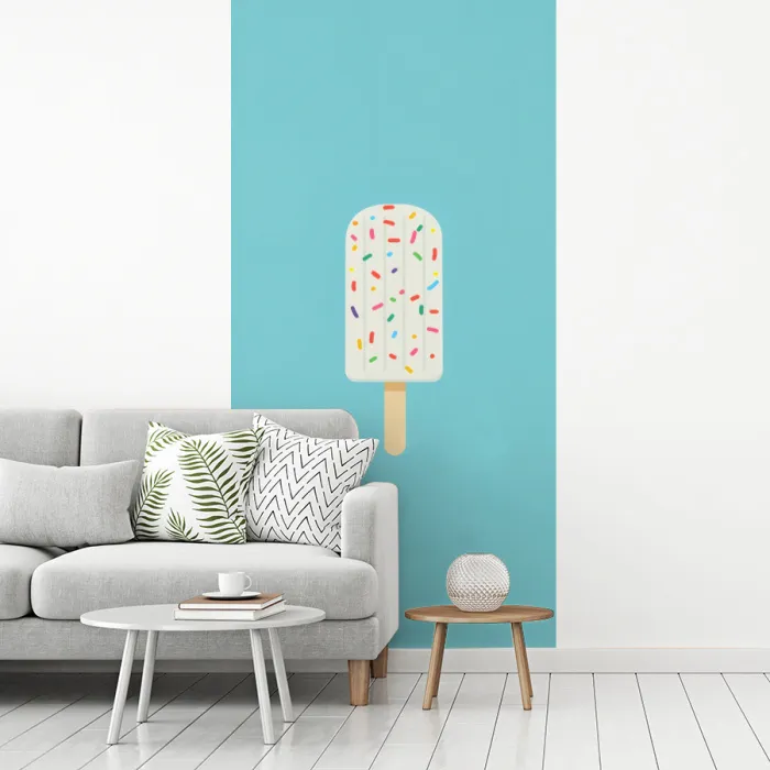Ijsje - Stokje - Sprinkles - Lichtblauw fotobehang vinyl groot -woonkamer