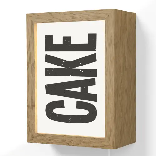 Zwart - Cake - Eten - Decoratie Light Box met kabel (Wandlamp) klein -3d