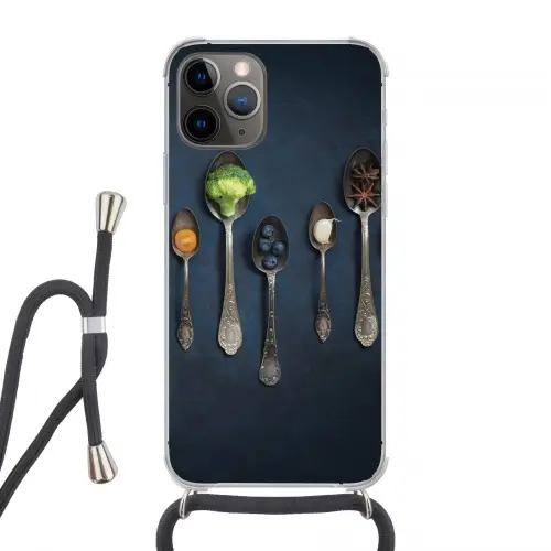 Kruiden - Lepel - Zilver - Specerijen - Industrieel Hoesje iPhone 12 Pro met koord klein -3d