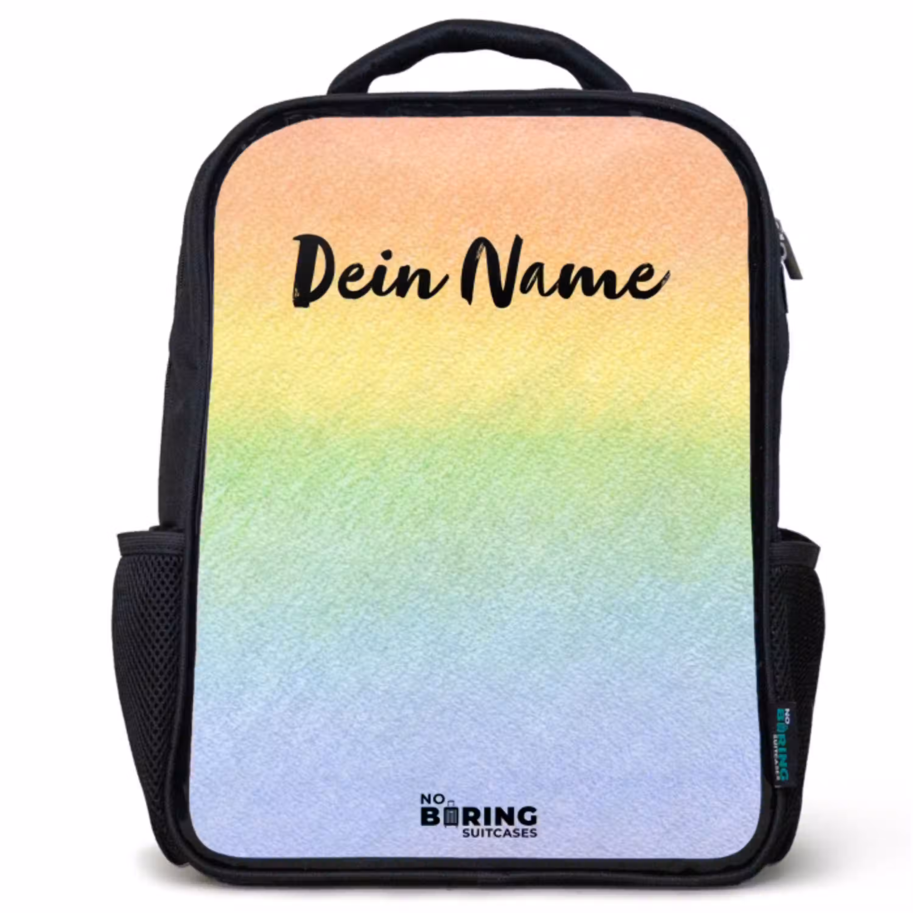 Pastel regenboog van krijt Rugzak - Zwart middel -3d