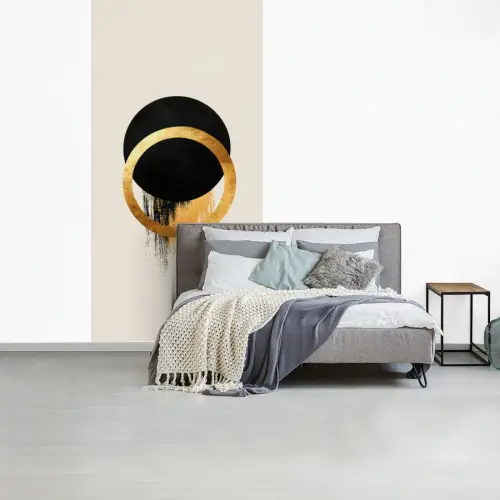 Abstract ontwerp - Zwarte cirkel - Verfvlekken fotobehang vinyl groot -slaapkamer