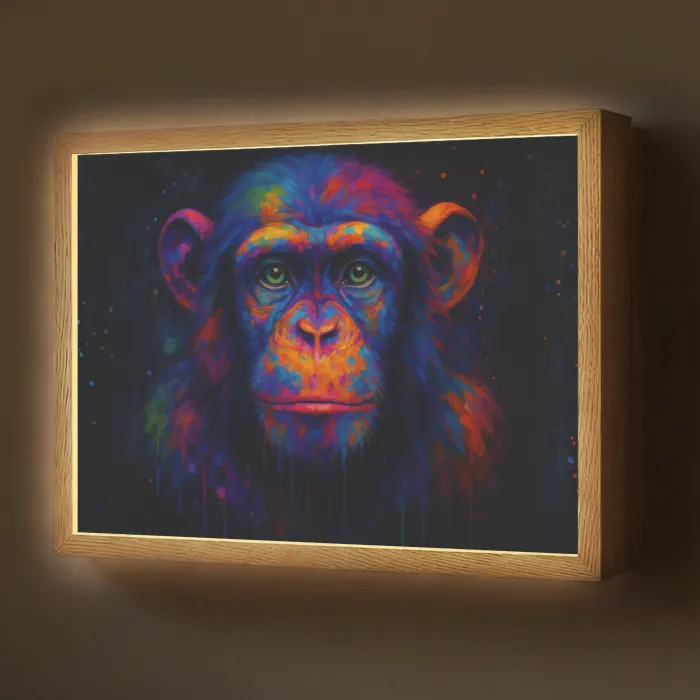 Kleurrijk - Aap - Abstract Light Box met batterij (Wandlamp) middel -z3d_website