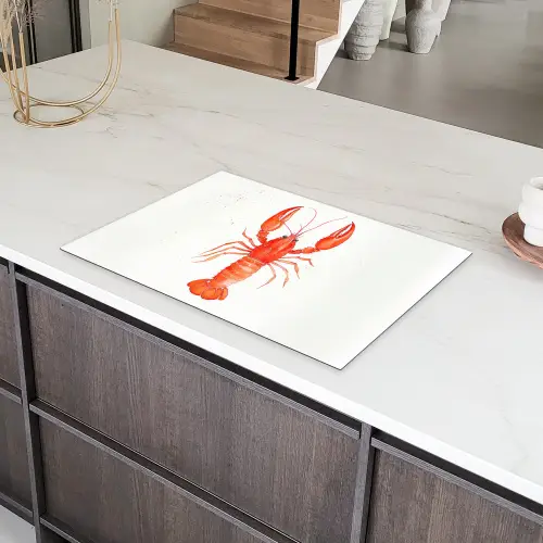 Kreeft - Waterverf - Aquarel - Oranje Inductie beschermer vinyl 3mm klein -sfeer8