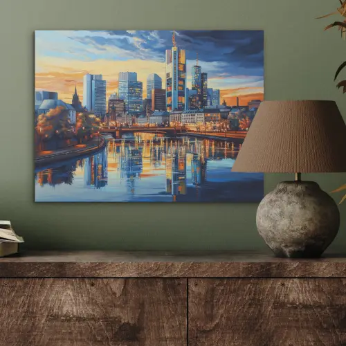 Zonsondergang Frankfurt - Stad - Skyline - Water PET vilt klein -sfeer2