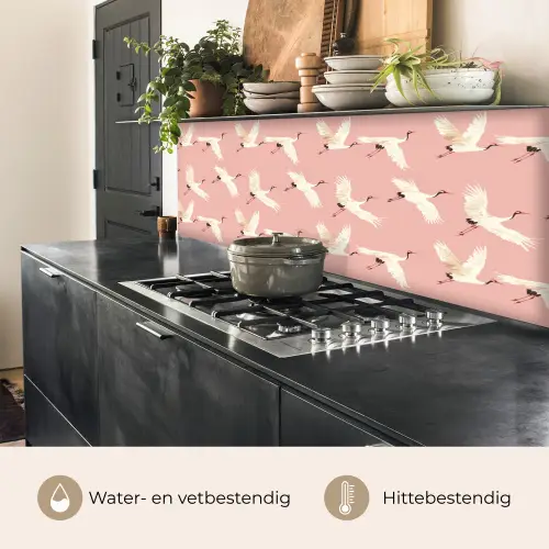 Modern - Kraanvogels - Roze keuken achterwand 2 middel 871 -usp_NL