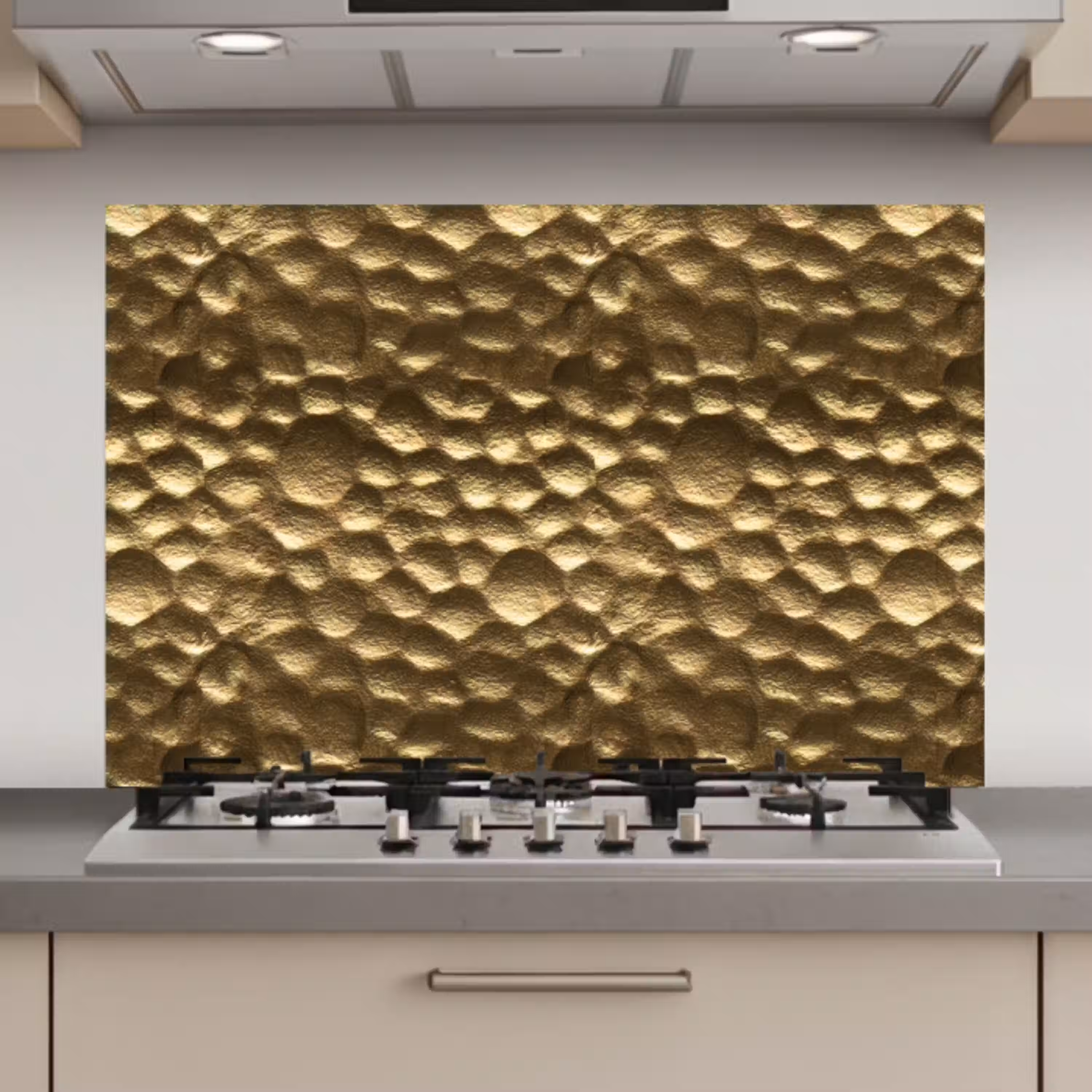 Gehamerd - Reliëf - Textuur - Bronsgoud keuken achterwand spatscherm klein 900 -3d_website