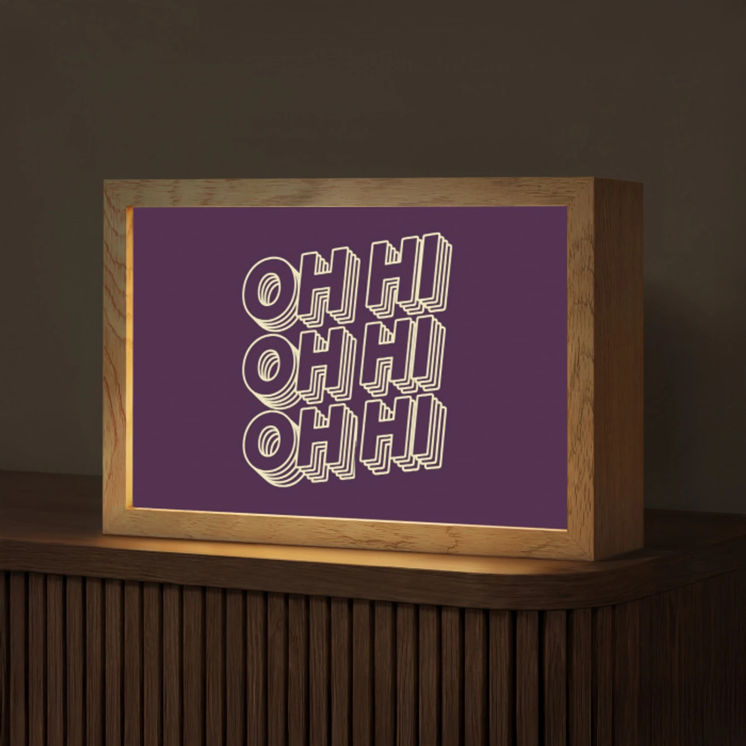 Oh hi - Paars - 3D Light Box met kabel (Tafellamp) klein -z3d_website