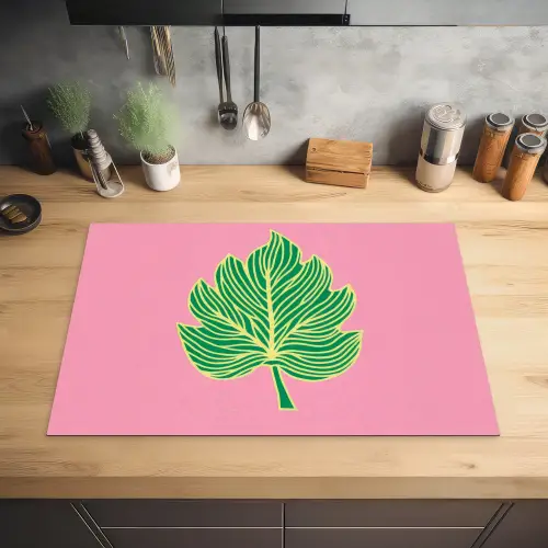 Blad - Groen - Illustratie - Minimalistisch Inductie beschermer vinyl 3mm klein -sfeer5