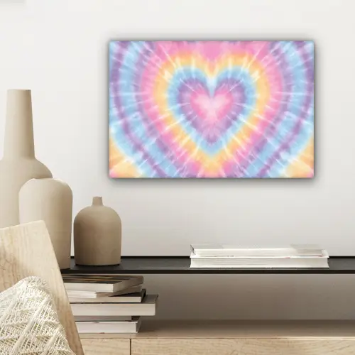 Hartvorm - Pastelkleuren - Tie Dye canvas 2cm klein -sfeer6