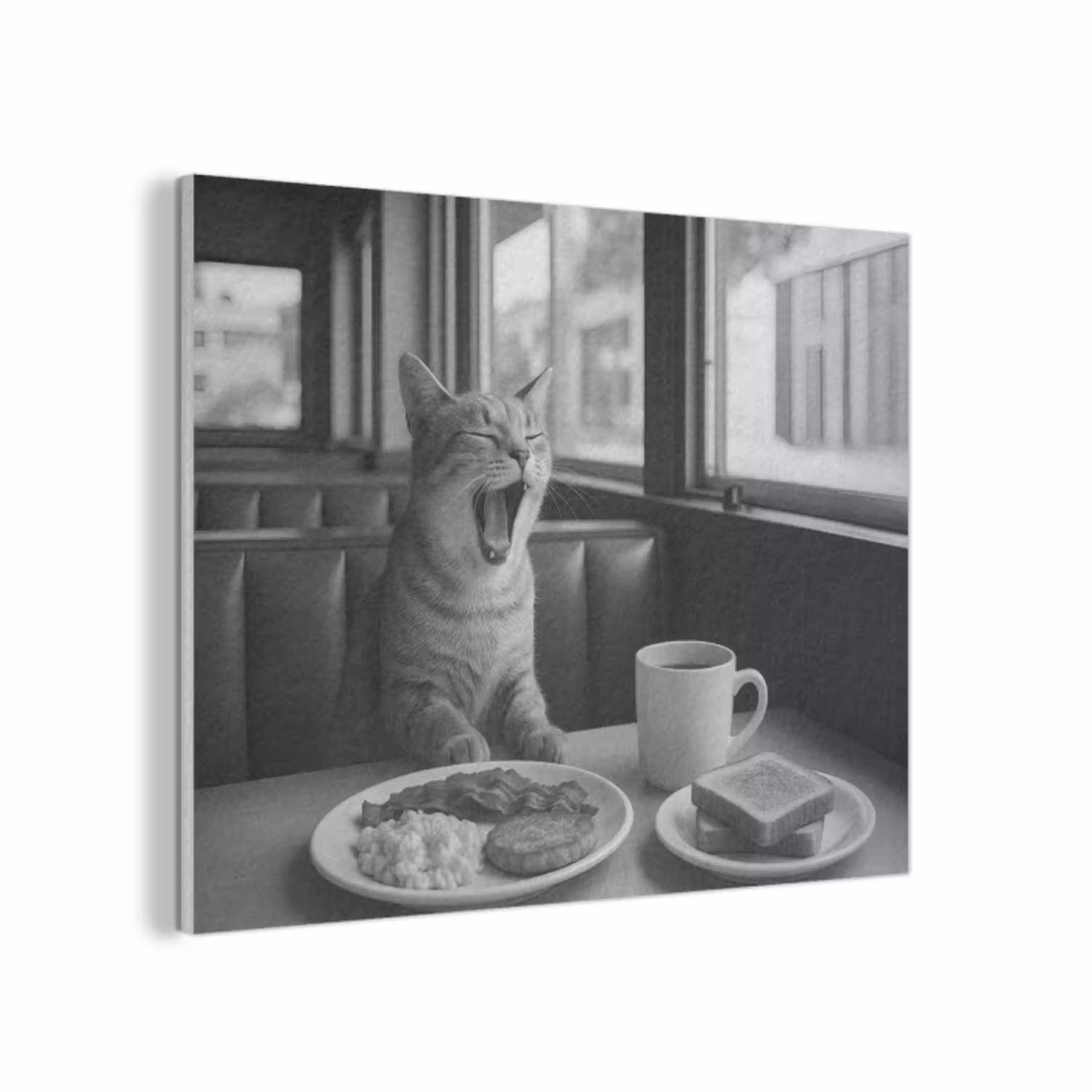 Kat - Koffie - Brood - Zwart PET vilt klein -3d
