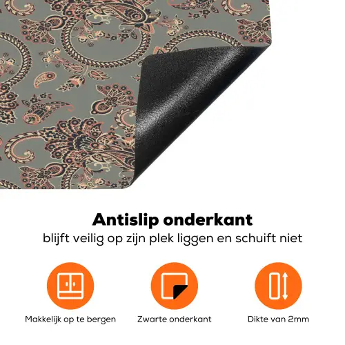 Donker - Bloemen - Sierlijk Inductie beschermer vinyl 3mm klein 276 -zzzzzzz-td-onderkant