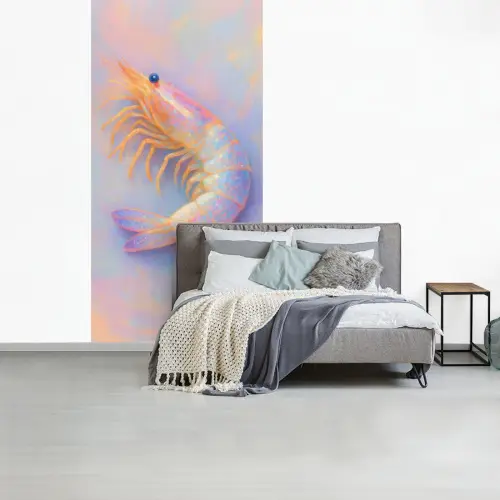 Garnaal - Subtiele structuur - Blauw - Roze fotobehang vinyl groot -slaapkamer