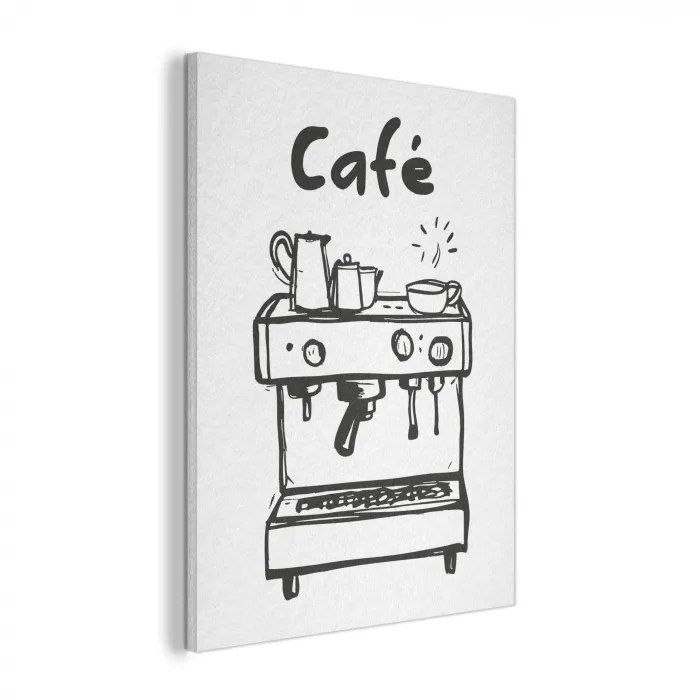 Illustratie - Café - Koffiemachine - Kopjes PET vilt klein -3d