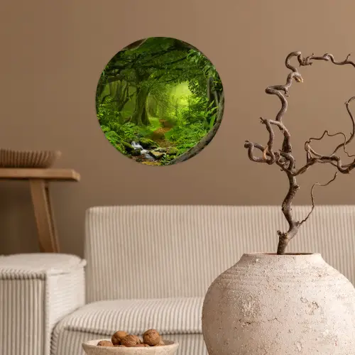 Jungle - Groen - Natuur - Tropisch - Planten Wandcirkel behangsticker klein -sfeer1