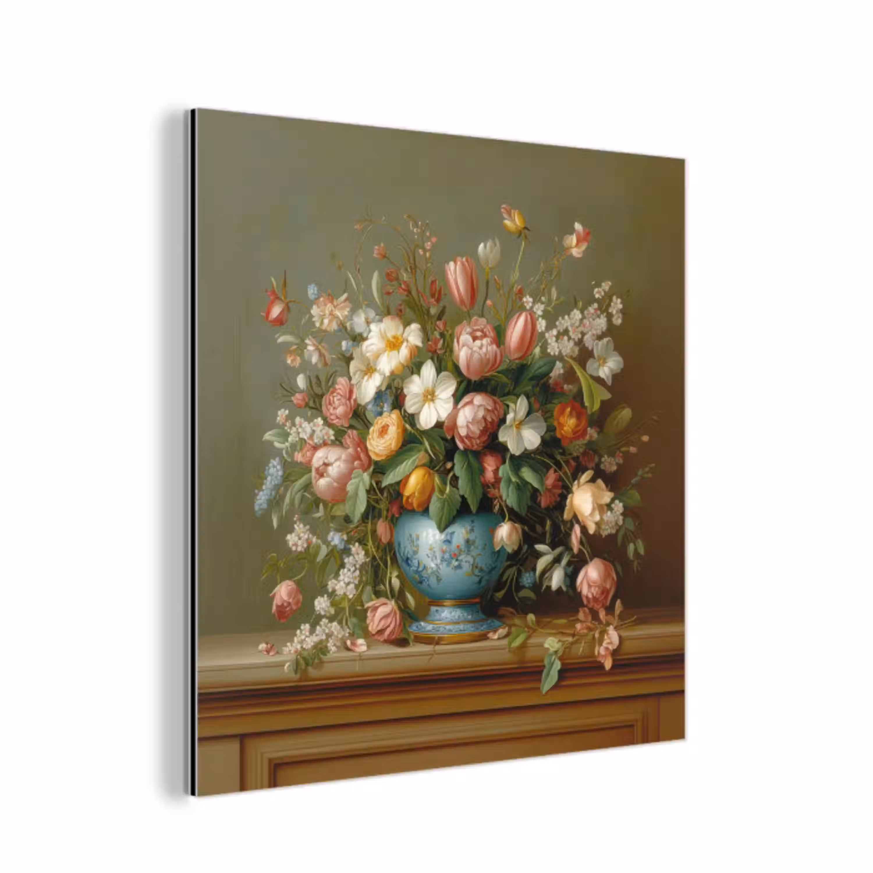 Vaas - Pastel - Kleuren - Bloemen aluminium wit klein -3d