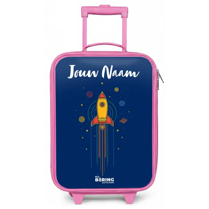 Raket - Planeten - Sterren Kinderkoffer - Roze klein -zz3dotto