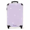 Paarse achtergrond met witte bloemen NBS - Handbagage koffer - Kinderen Unisex middel -productfoto_recht