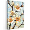 Bloesems - Wit - Mozaïek - Tak Tuinposter op houten frame 2 cm dik klein -3d