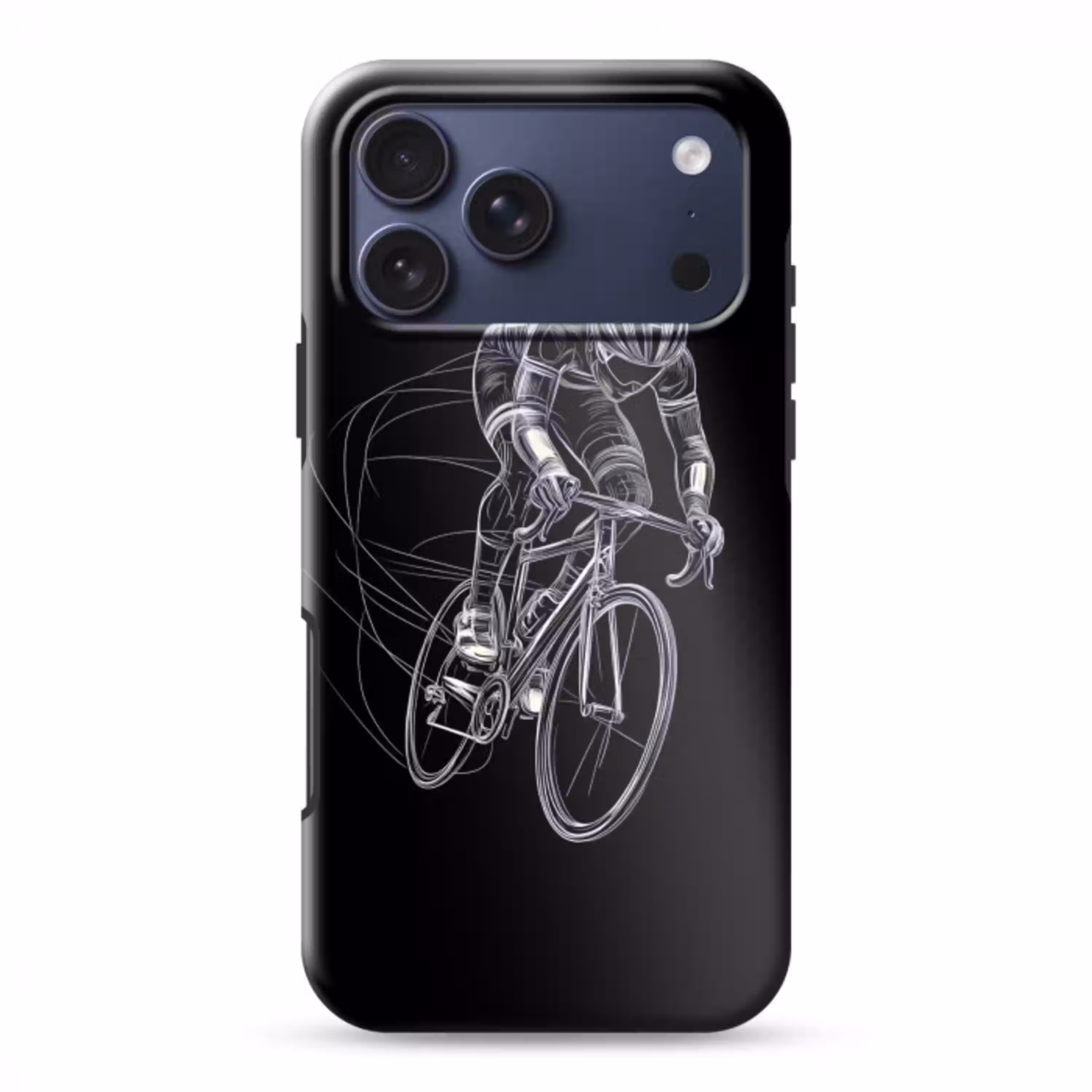 Lijntekening - Wit - Wielrennen - Snelheid Toughcase MagSafe Apple iPhone 17 Pro Max klein -3d